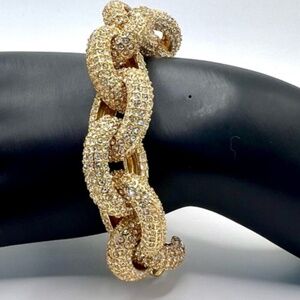 RARE J. CREW PAVE LINK BRACELET SWAROVSKI CHUNKY PREPPY RHINESTONE